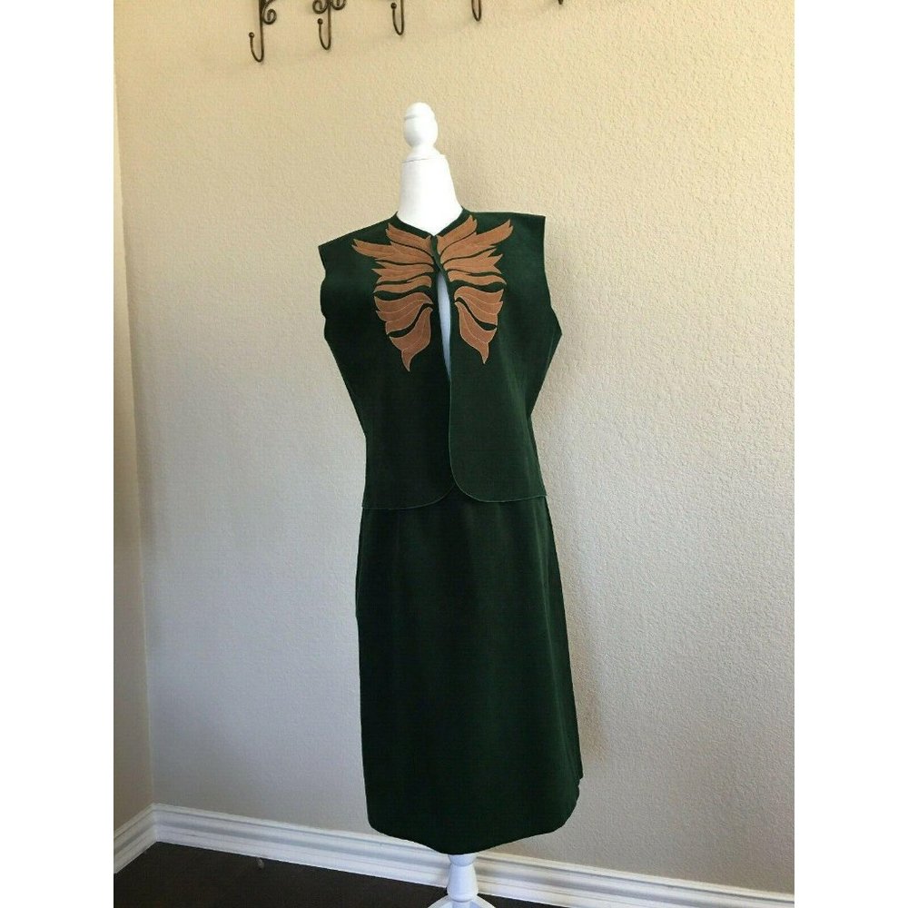 ULTRASUEDE Brand Fabric Vintage Women Suede Green